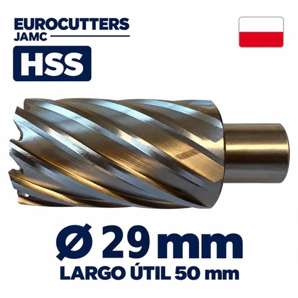 Fresa Anular HSS Acero Rápido 29mm x 50mm Eurocutters 1