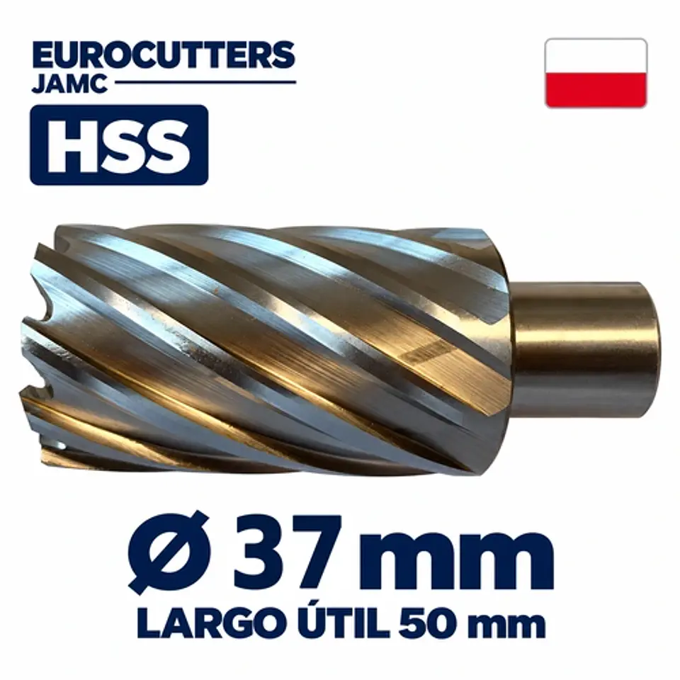 Fresa Anular HSS Acero Rápido 37mm x 50mm Eurocutters 1