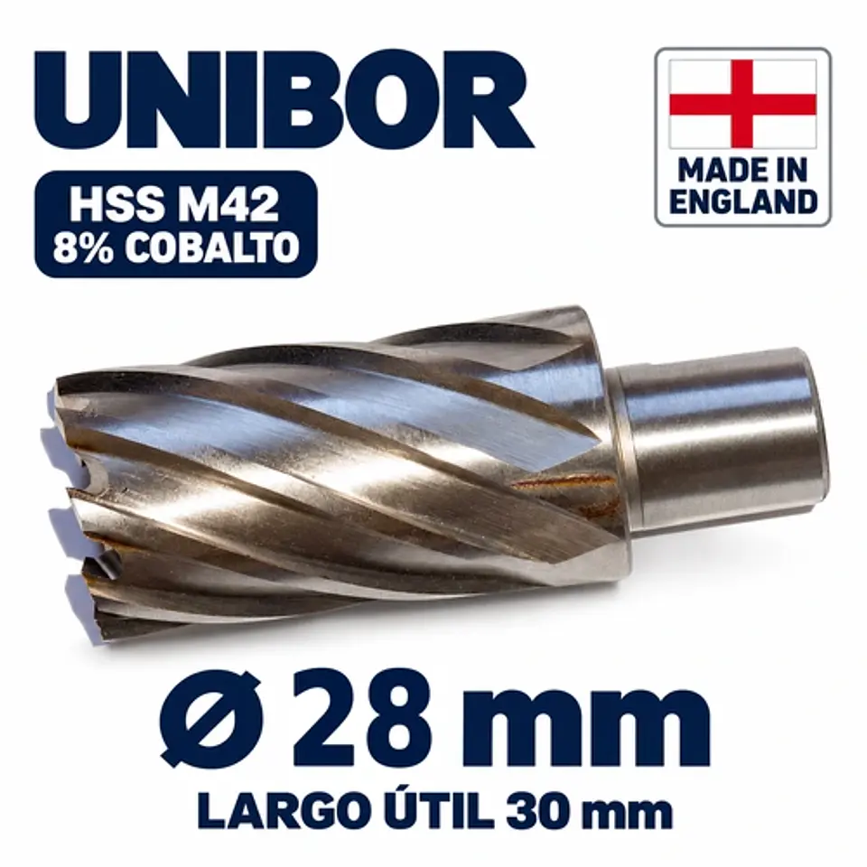 Fresa Anular HSS M42 8% Cobalto 28mm x 30mm Unibor 1