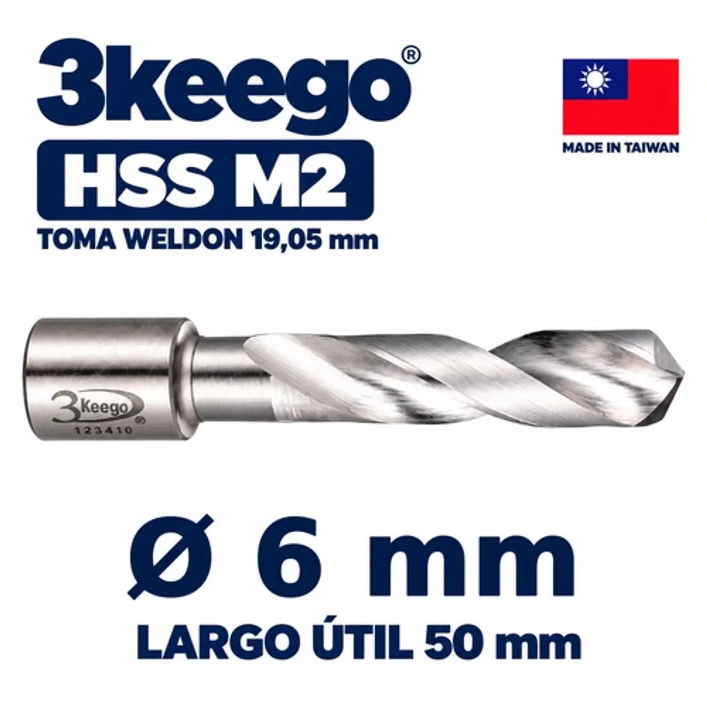 Broca HSS M2 Toma Weldon 6mm x 50mm 3Keego 1