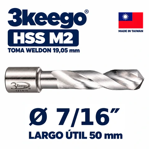 Broca HSS M2 Toma Weldon 7/16" x 50mm 3Keego
