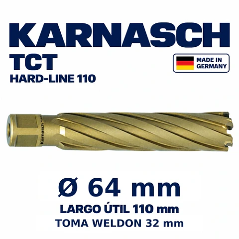 Cortador Anular TCT 64mm x 110mm Karnasch Hard-Line