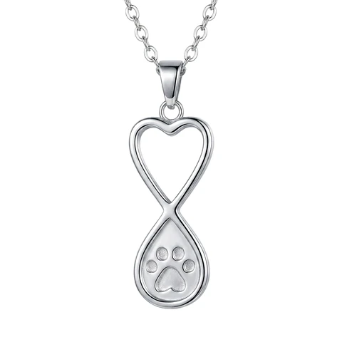 Relicario Collar Infinito Con Patita Plateado