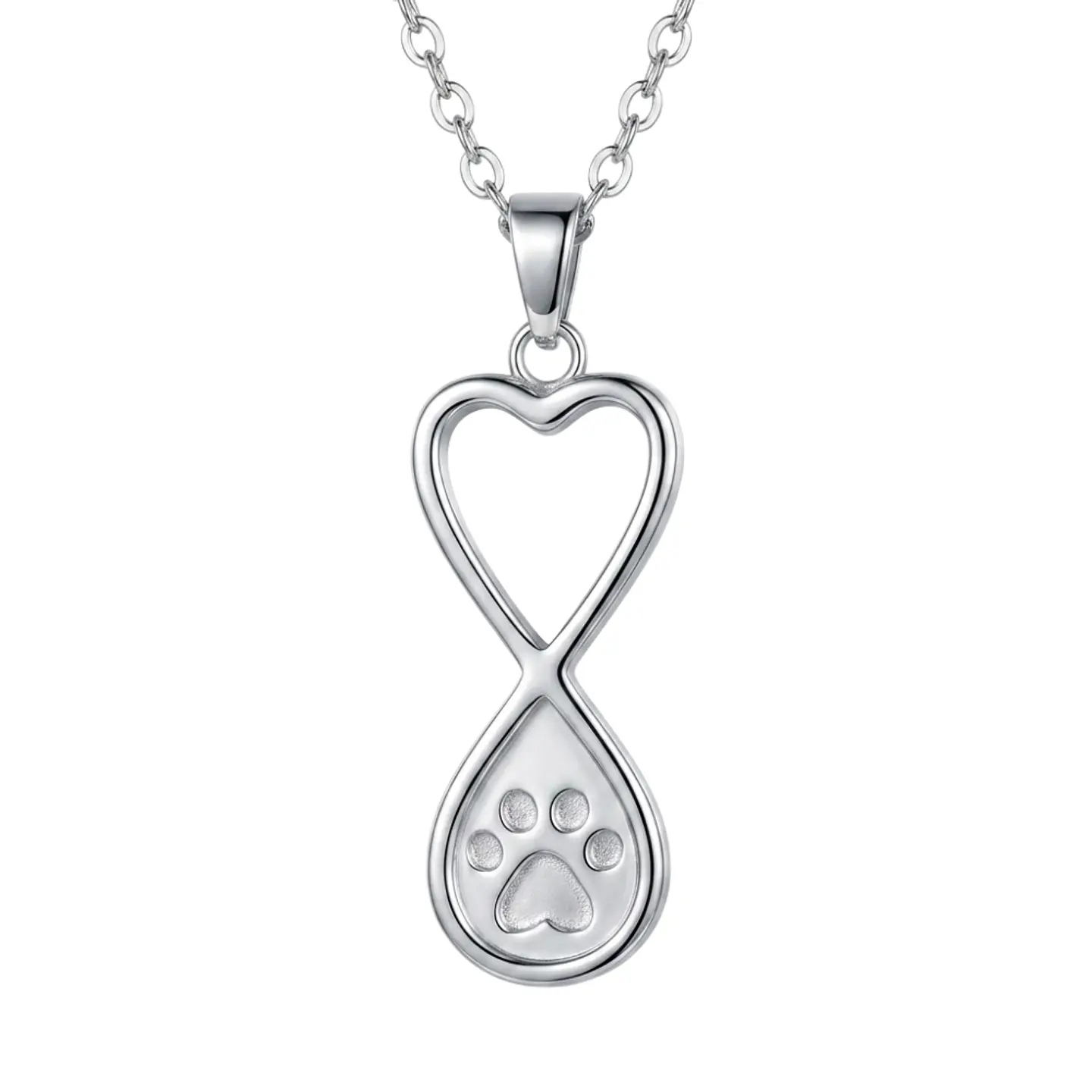 Relicario Collar Infinito Con Patita Plateado 1