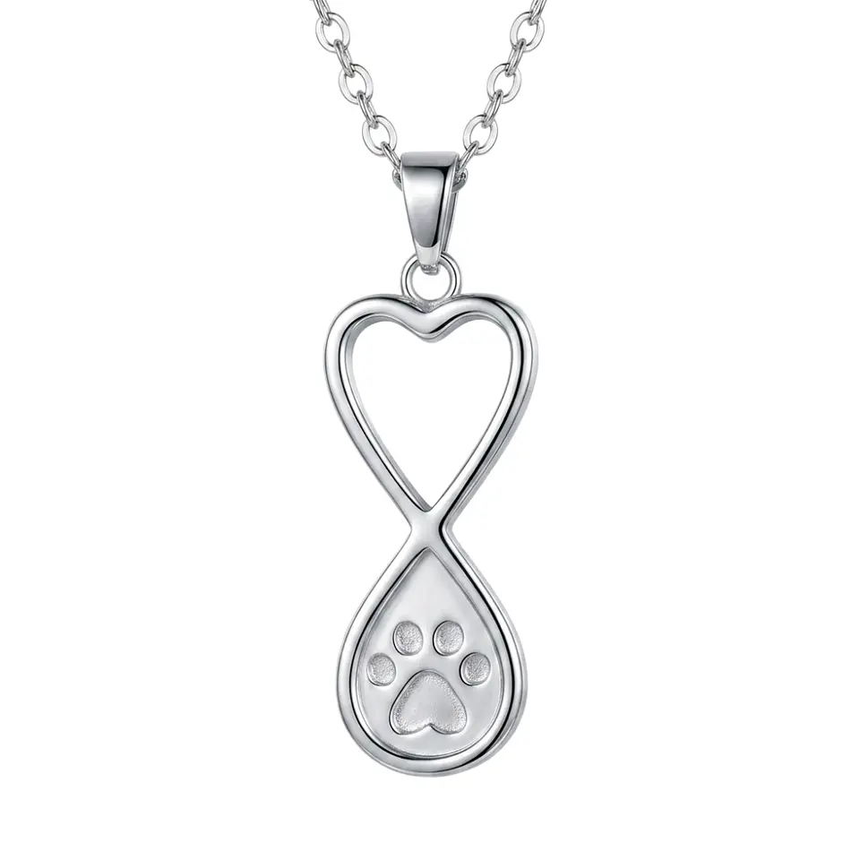 Relicario Collar Infinito Con Patita Plateado 1