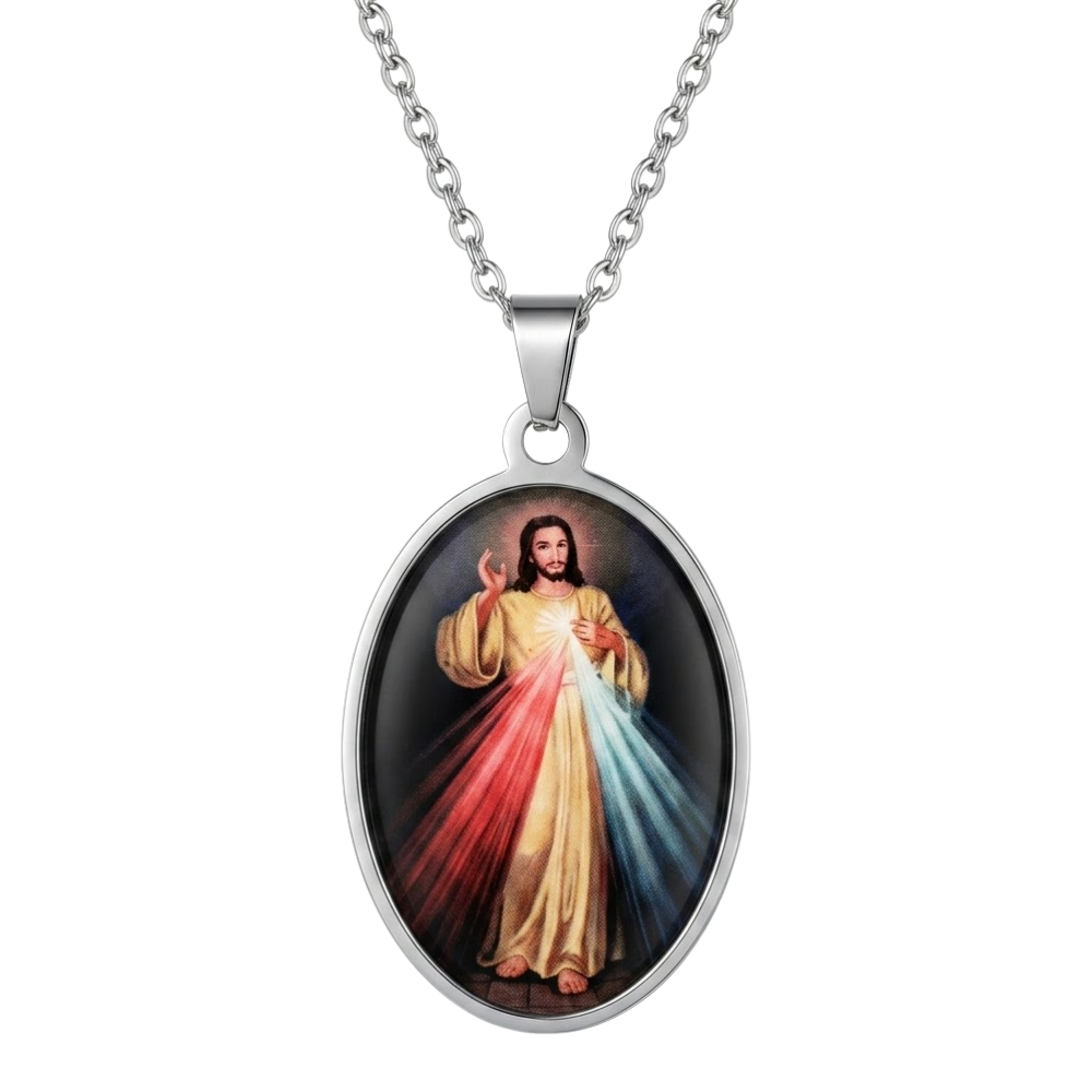 Collar Acero + Resina Divina Misericordia