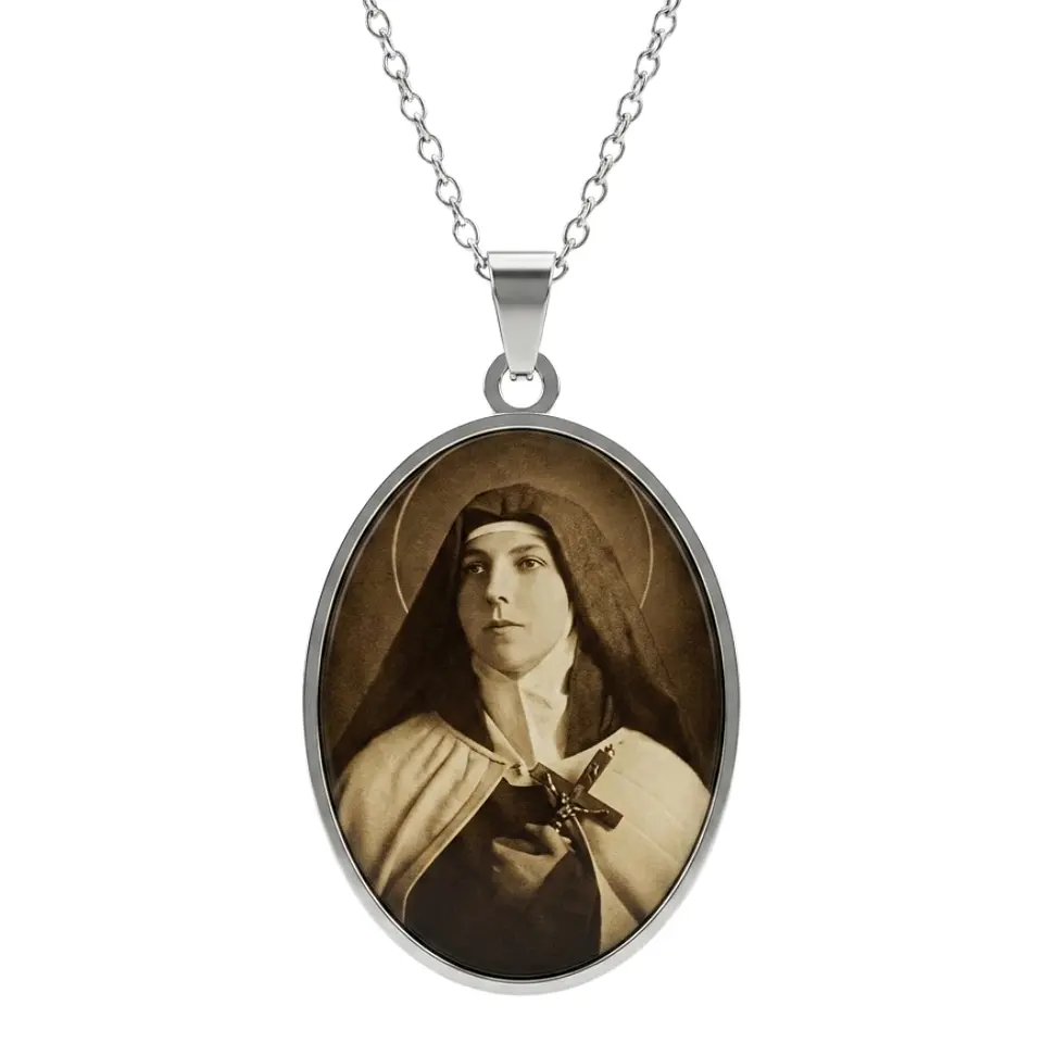 Collar Acero + Resina Sor Teresa De Los Andes 1