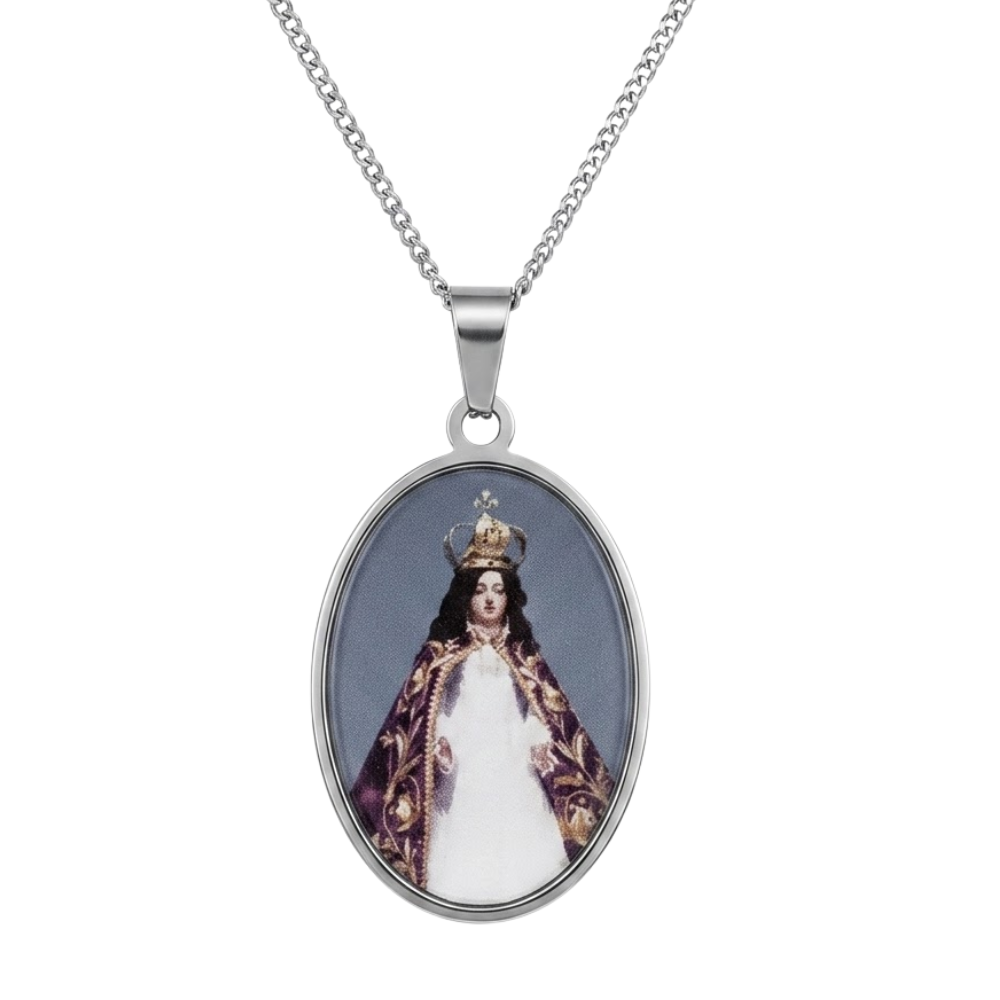 Collar Acero + Resina Virgen De Andacollo