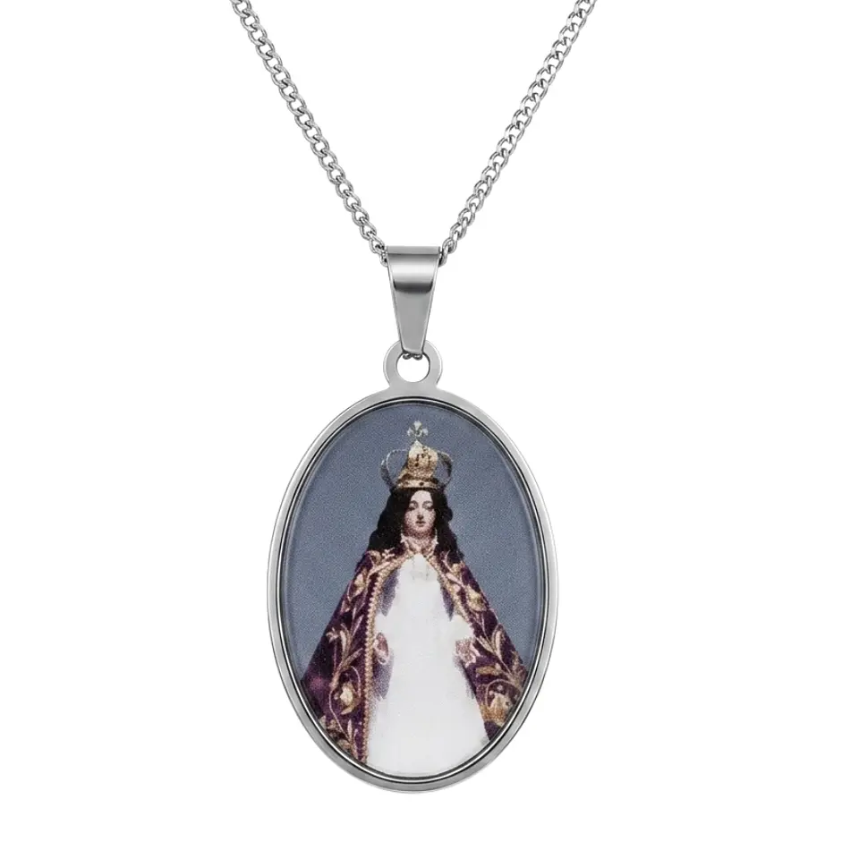 Collar Acero + Resina Virgen De Andacollo 1
