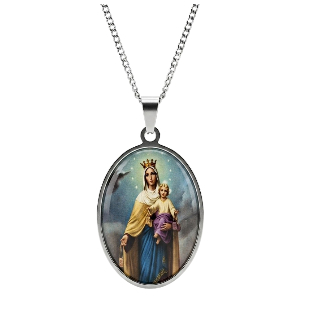 Collar Acero + Resina Virgen Maria