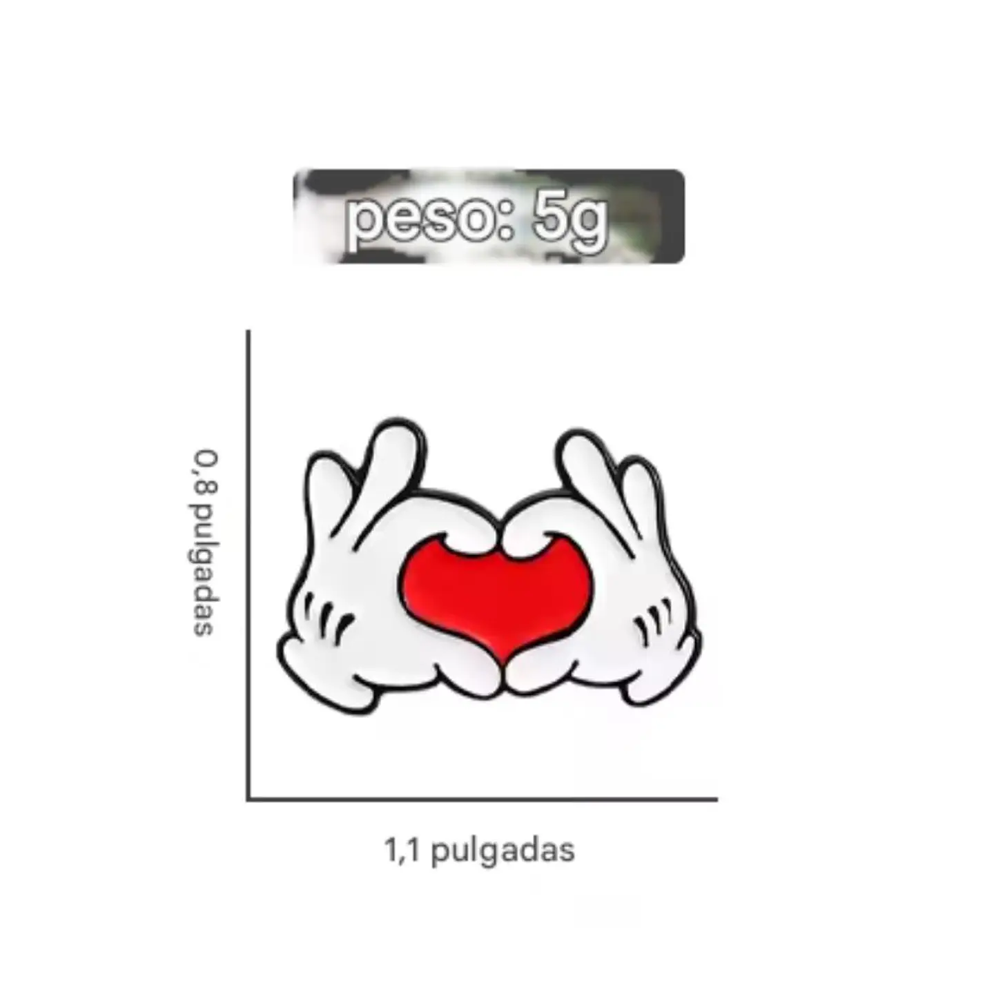 Pin Broche Prendedor Metalico Esmaltado Unisex Manos Corazon 3