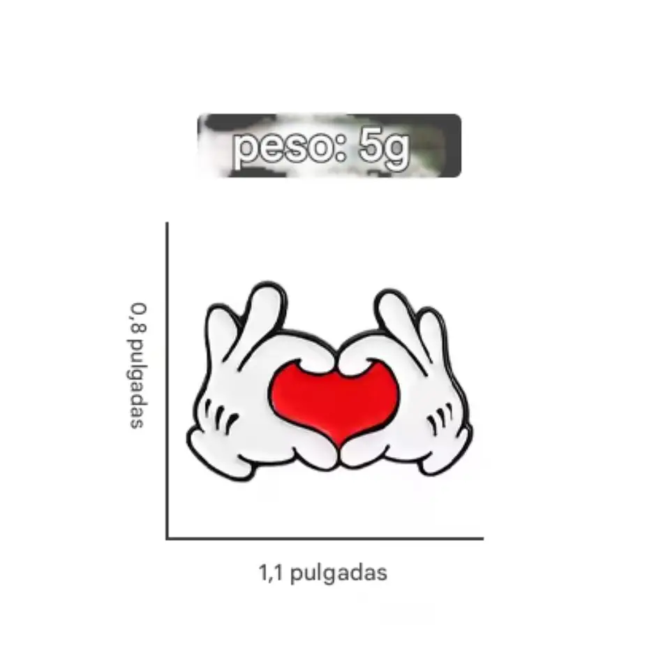 Pin Broche Prendedor Metalico Esmaltado Unisex Manos Corazon 3