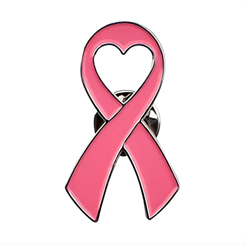 Rosa - Pin Corazon Concientización Sobre El Cáncer De Mama