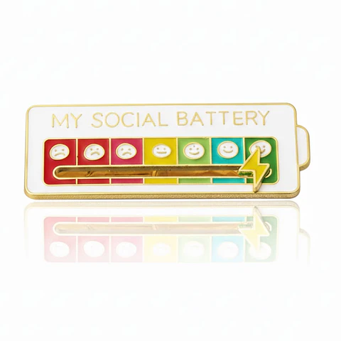 Prendedor Pin Social Battery (batería Social) - Blanco