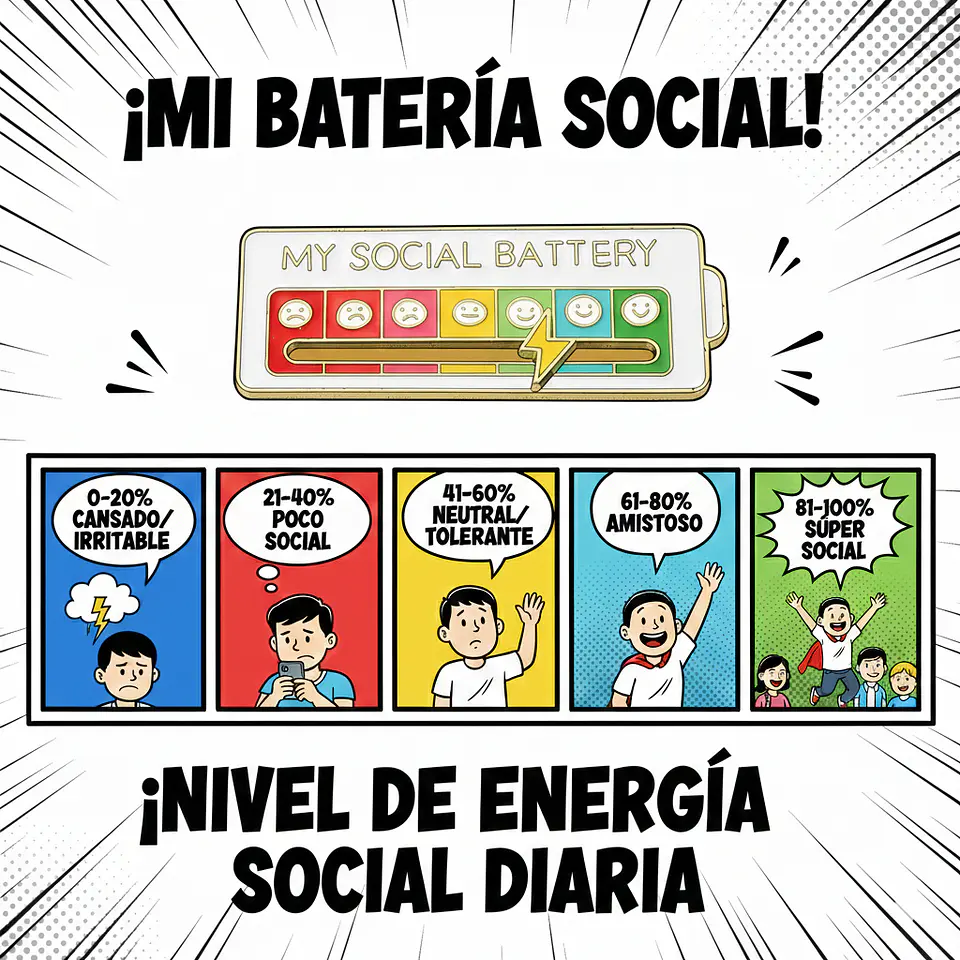 Prendedor Pin Social Battery (batería Social) - Blanco 4