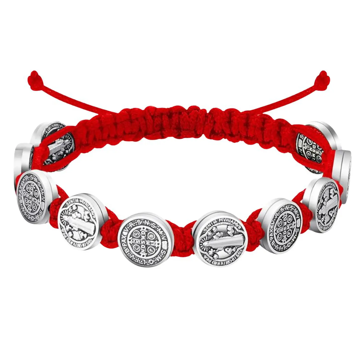 Rojo - 2 Pulseras Unisex San Benito 10 Medallas 2