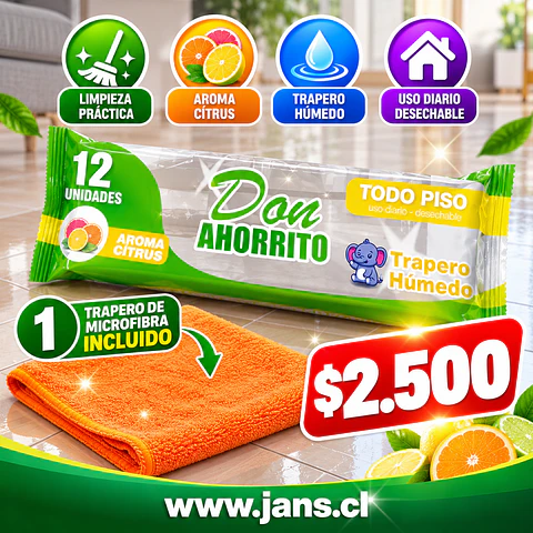 Trapero Humedo 12 Unidades Don Ahorrito + Trapero De Microfibra