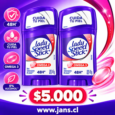 Antitranspirante Lady Speed Stick Omega 3 48H 45g Pack 2u