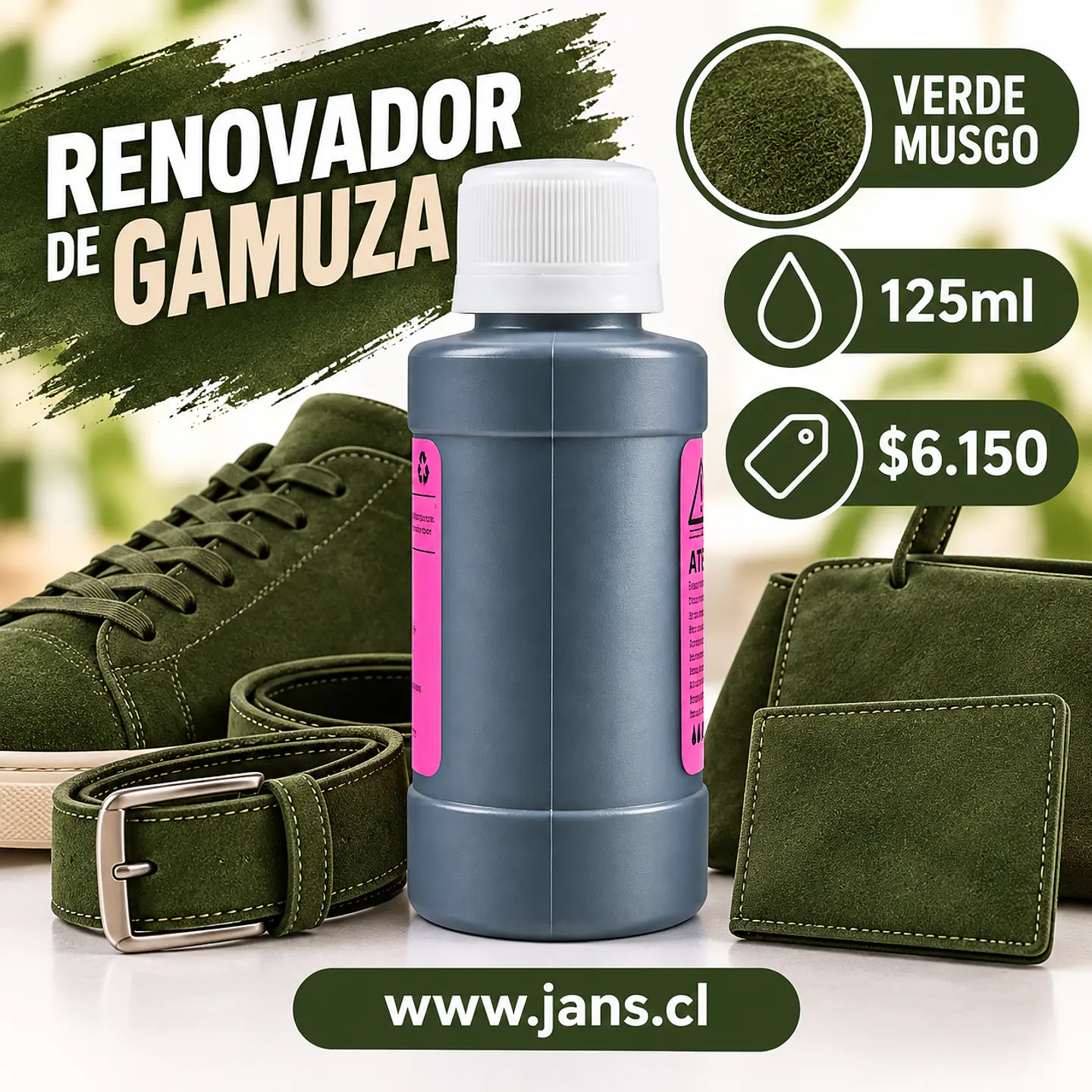 Renovador De Gamuza Reno Nobuck 125ml - VERDE MUSGO 1
