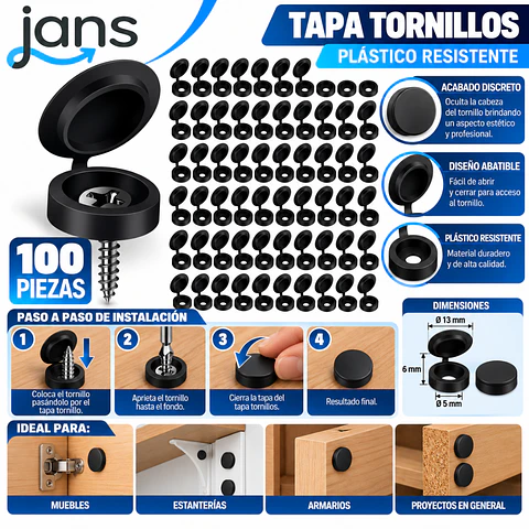 Negro - Embellecedor Decorativo Tapa Tornillos Clavos