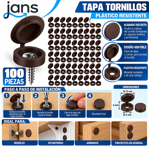 Cafe Oscuro - Embellecedor Decorativo Tapa Tornillos Clavos