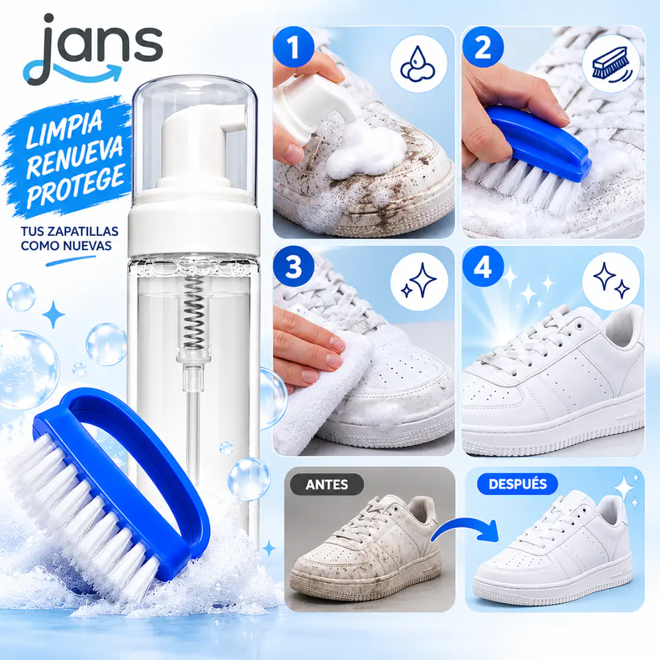 Limpiador En Espuma Para Zapatillas 150ml + Escobilla 3