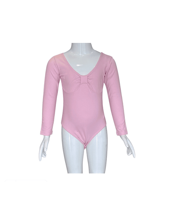 malla body ballet rosada manga larga