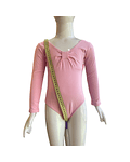 malla body ballet rosada manga larga