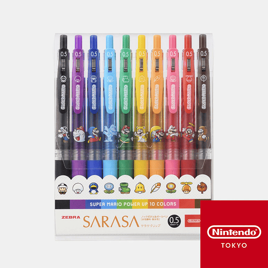 Set 10 lápices Sarasa Super Mario Bros - Nintendo Tokyo 