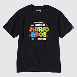 Preventa Polera Uniqlo - Super Mario Movie - black Logo (Tallas Japonesas)