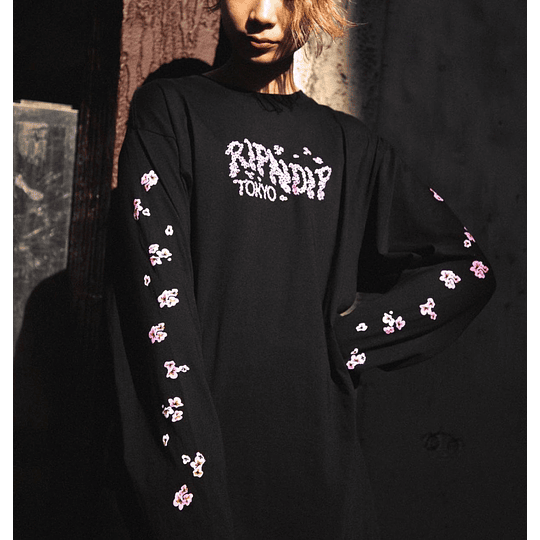 RIPNDIP Tokyo Exclusive - Cherry Blossom Long Sleeve Black T Shirt