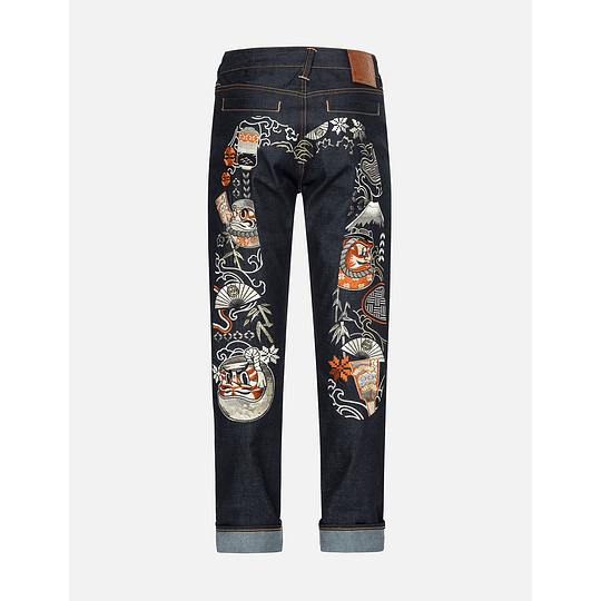 Evisu - Kumadori Daruma Daicock Embroidery Denim Jeans