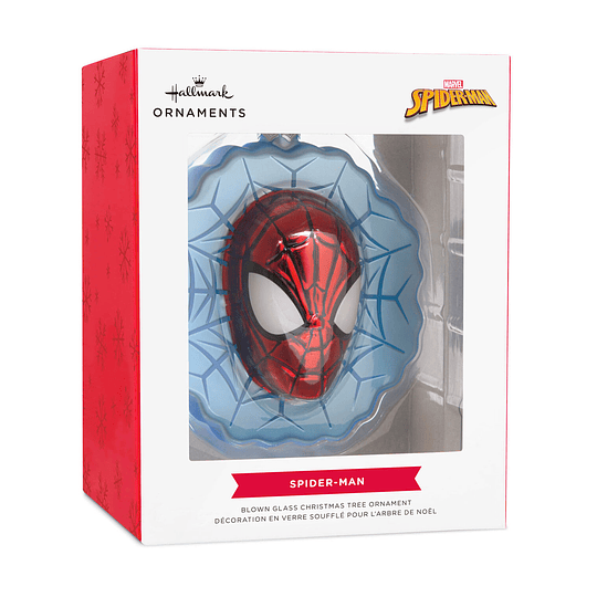 Hallmark Ornament I Marvel Spider-Man Face on Web Blown Glass