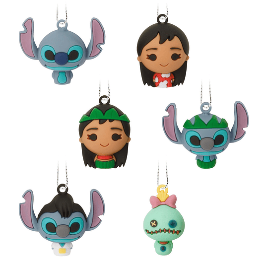 Hallmark Ornaments I Mini Disney Lilo & Stitch Shatterproof, Set of 6