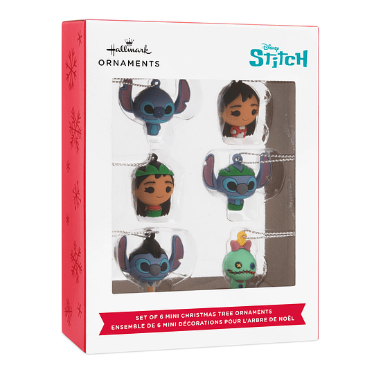 Hallmark Ornaments I Mini Disney Lilo & Stitch Shatterproof, Set of 6