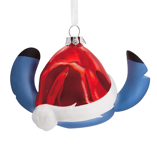 Hallmark Ornament I Disney Lilo & Stitch in Santa Hat Blown Glass