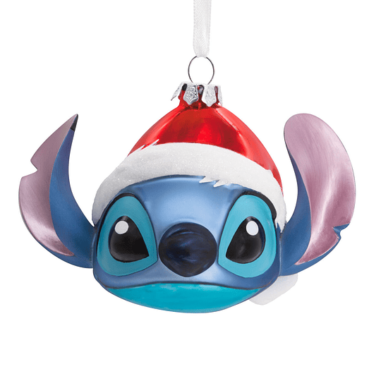 Hallmark Ornament I Disney Lilo & Stitch in Santa Hat Blown Glass