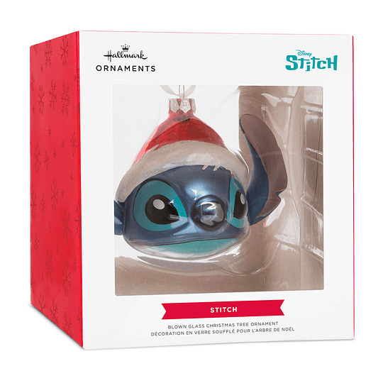 Hallmark Ornament I Disney Lilo & Stitch in Santa Hat Blown Glass