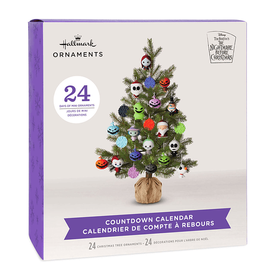Hallmark I Disney Tim Burton's The Nightmare Before Christmas Calendar Box With 24 Mini Ornaments