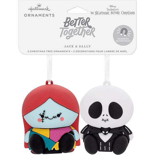 Hallmark Ornaments I Better Together Disney Tim Burton's The Nightmare Before Christmas Jack and Sally Magnetic, Set of 2
