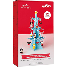 Hallmark I Disney Mickey Mouse and Friends Countdown Calendar Paper Tree Set With 12 Mini Ornaments