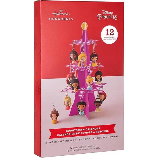 Hallmark I Disney Princess Countdown Calendar Paper Tree Set With 12 Mini Ornaments