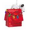 Hallmark Ornament I Peanuts® Snoopy on Holiday Doghouse Blown Glass