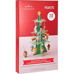 Hallmark I Peanuts Countdown Calendar Paper Tree Set With 12 Mini Ornaments