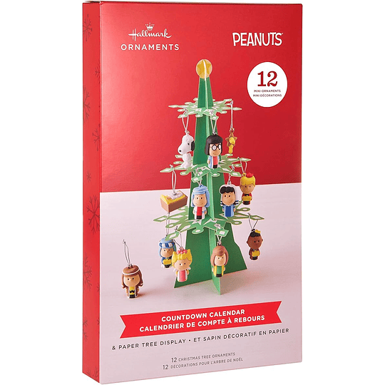 Hallmark I Peanuts Countdown Calendar Paper Tree Set With 12 Mini Ornaments