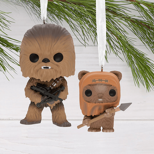 Hallmark Ornament I  Chewbacca & Wicket Funko POP!®, Set of 2