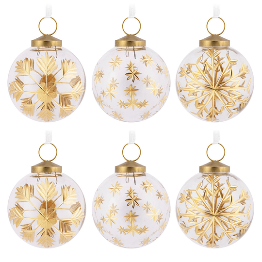Hallmark Ornaments I Signature Gold-Etched Glass, Set of 6