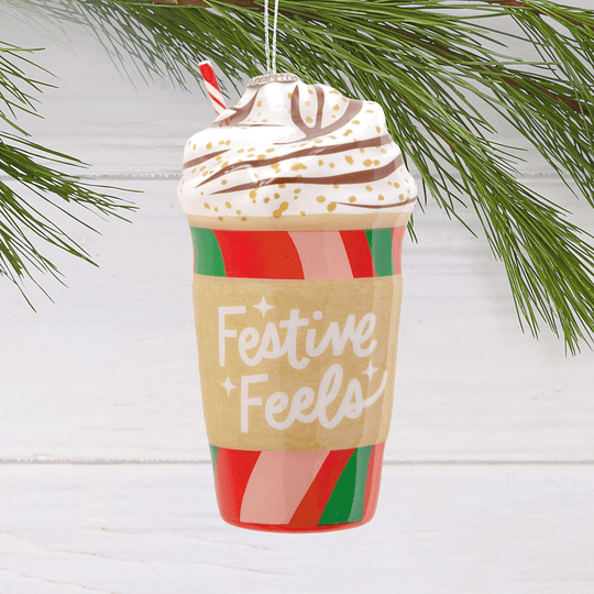 Hallmark Ornament I Festive Feels Coffee Cup Shatterproof