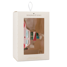Hallmark Ornament I Signature Pink Car With Presents Blown Glass