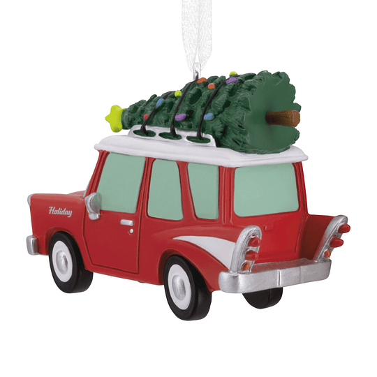 Hallmark Ornament I Red Car With Tree
